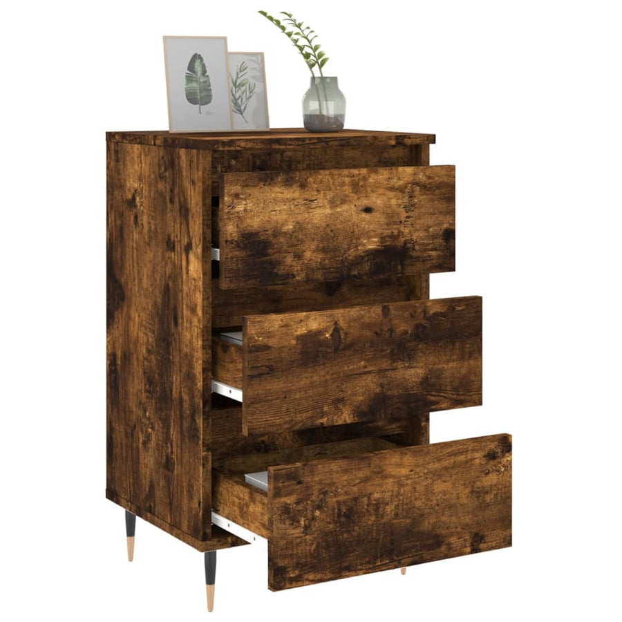 Nachtkastjes 2 St 40X35X69 Cm Bewerkt Hout Gerookt Eikenkleurig