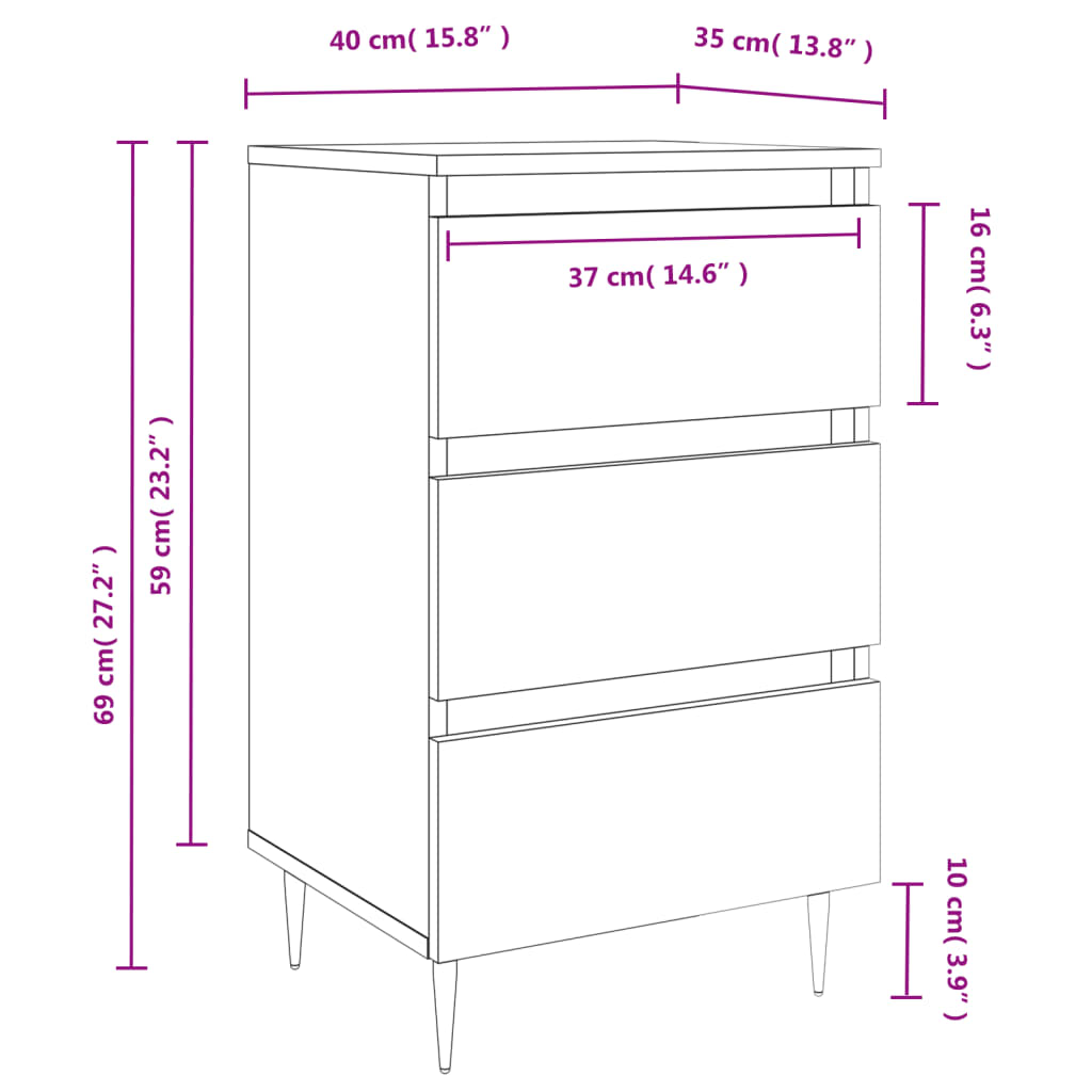Nachtkastjes 2 St 40X35X69 Cm Bewerkt Hout Gerookt Eikenkleurig