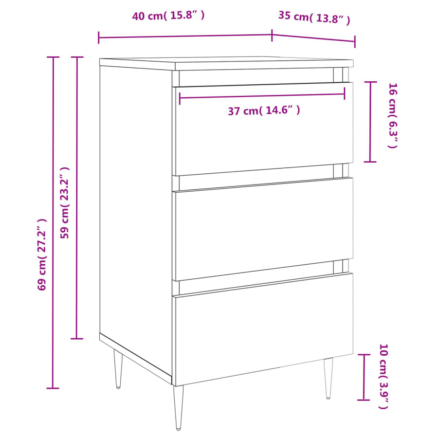 Nachtkastjes 2 St 40X35X69 Cm Bewerkt Hout Gerookt Eikenkleurig