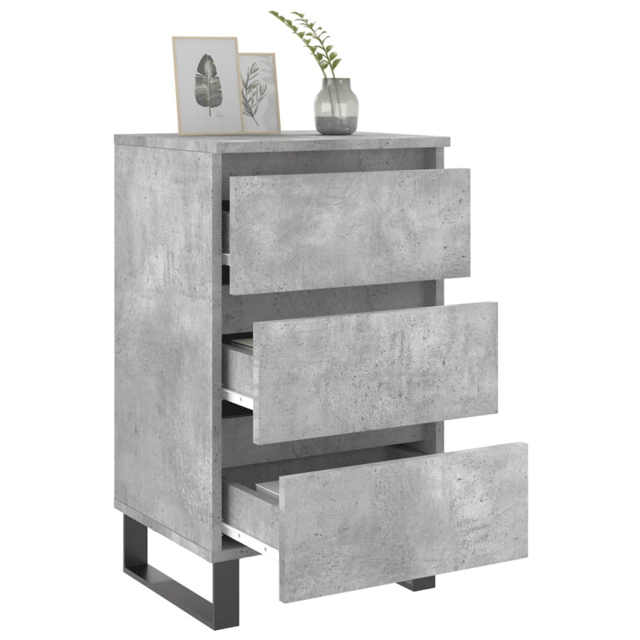 Nachtkastjes 2 St 40X35X69 Cm Bewerkt Hout Betongrijs