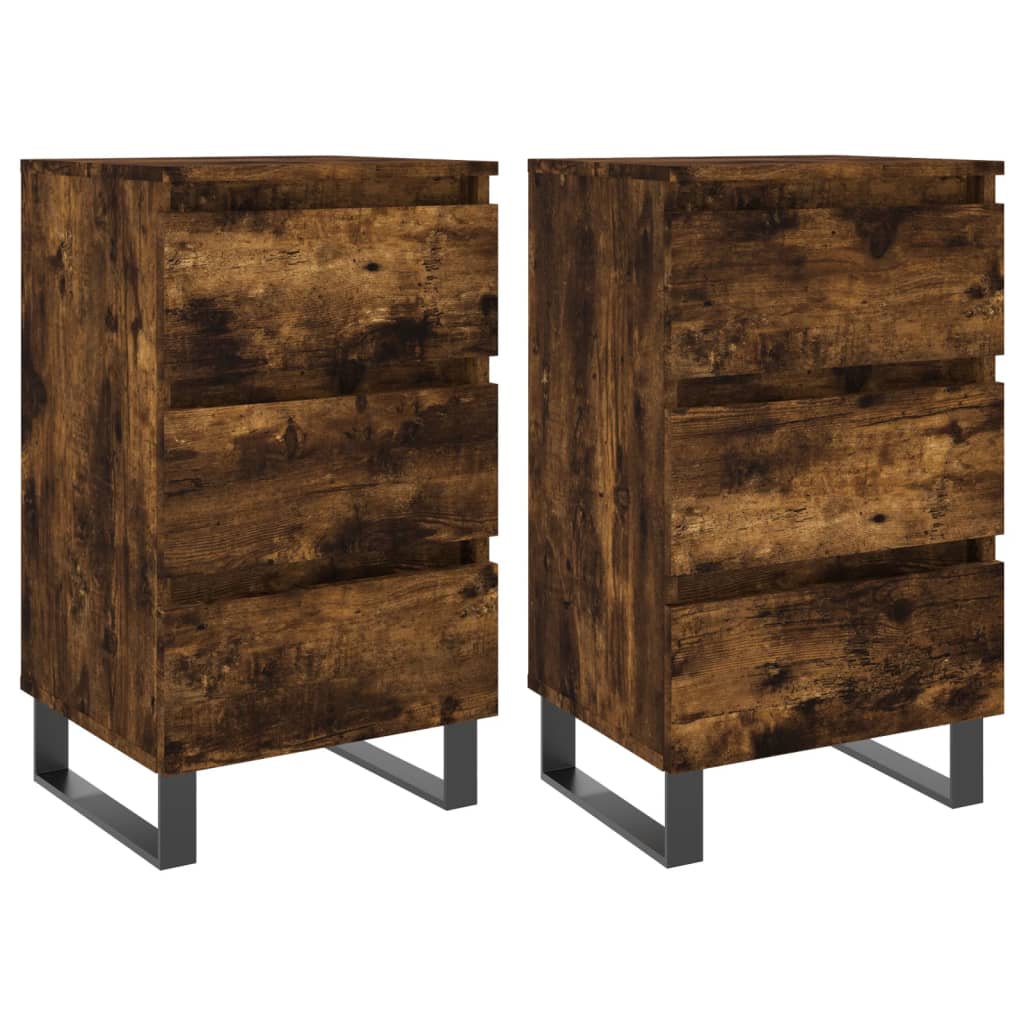 Nachtkastjes 2 St 40X35X69 Cm Bewerkt Hout Gerookt Eikenkleurig