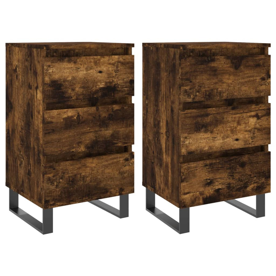 Nachtkastjes 2 St 40X35X69 Cm Bewerkt Hout Gerookt Eikenkleurig