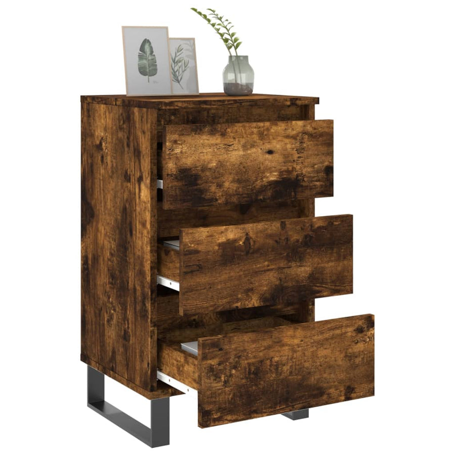 Nachtkastjes 2 St 40X35X69 Cm Bewerkt Hout Gerookt Eikenkleurig