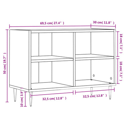 Tv-Meubel 69,5X30X50 Cm Bewerkt Hout Eikenkleurig Grijs sonoma