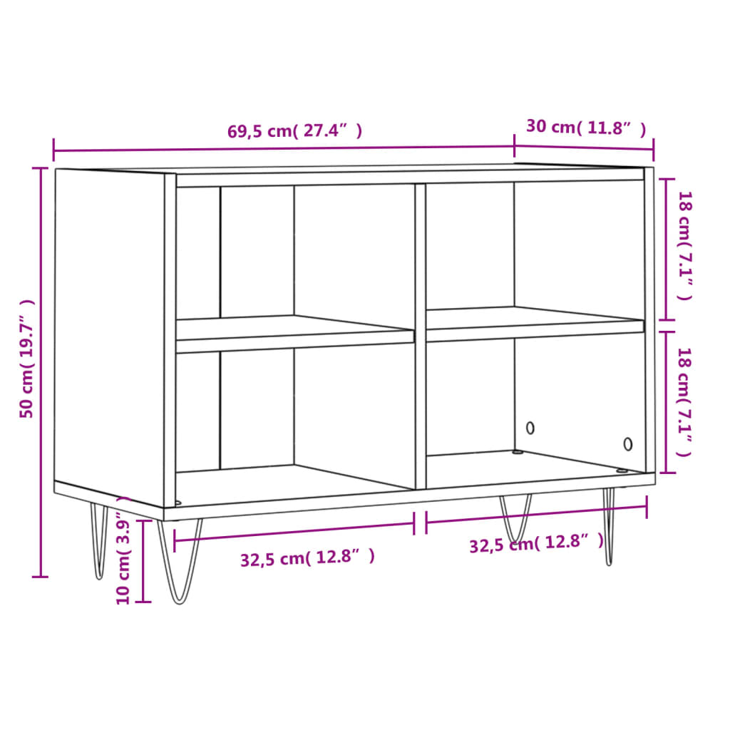 Tv-Meubel 69,5X30X50 Cm Bewerkt Hout Kleurig Sonoma eiken