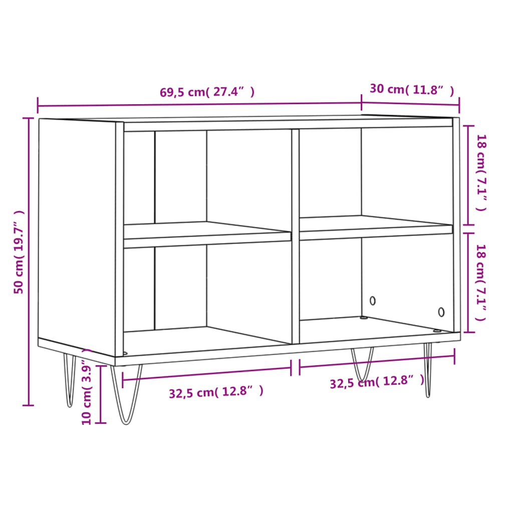 Tv-Meubel 69,5X30X50 Cm Bewerkt Hout Betongrijs