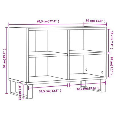 Tv-Meubel 69,5X30X50 Cm Bewerkt Hout Eikenkleurig Grijs sonoma