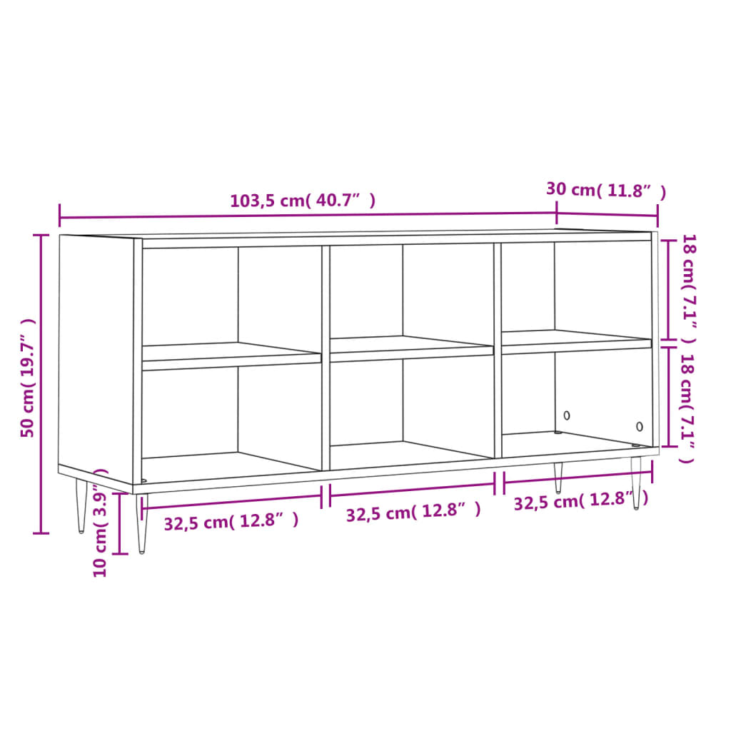Tv-Meubel 103,5X30X50 Cm Bewerkt Hout Wit