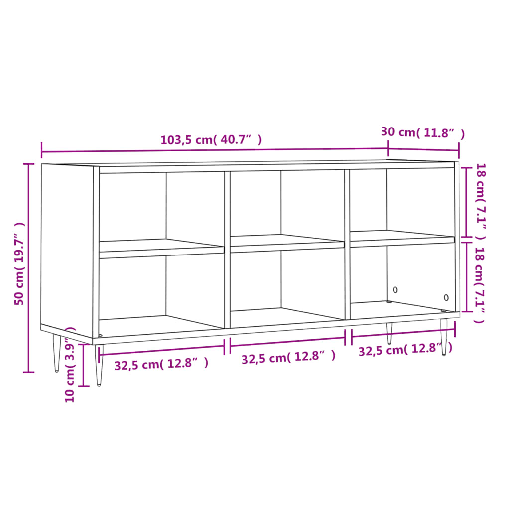 Tv-Meubel 103,5X30X50 Cm Bewerkt Hout Kleurig Sonoma eiken