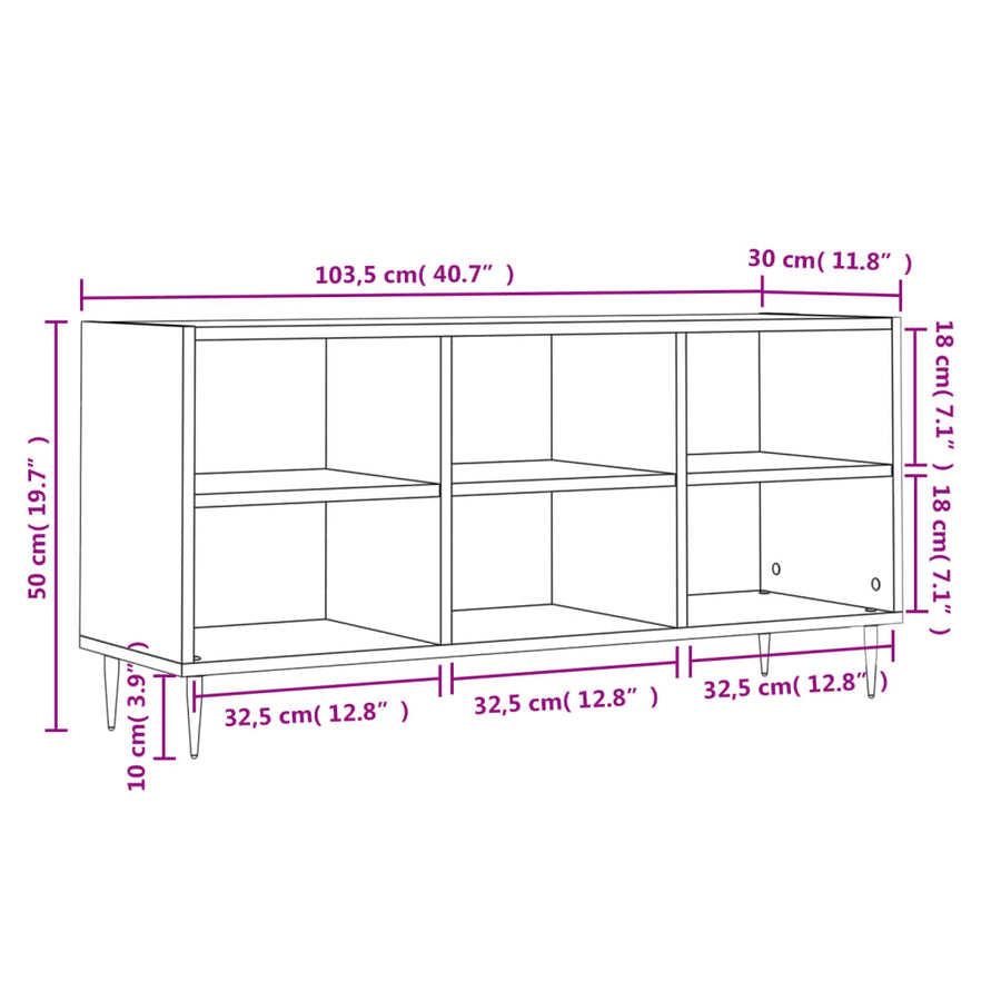 Tv-Meubel 03,5X30X50 Cm Bewerkt Hout Betongrijs