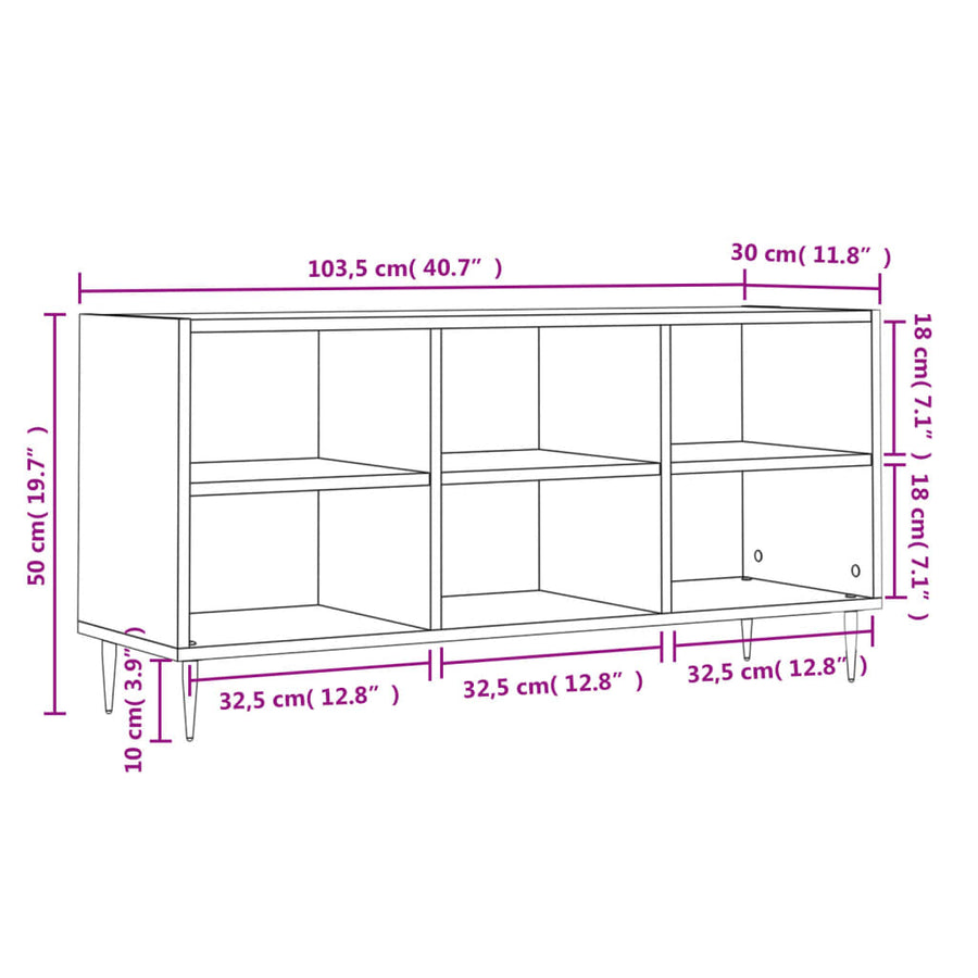 Tv-Meubel 103,5X30X50 Cm Bewerkt Hout Eikenkleurig Grijs sonoma