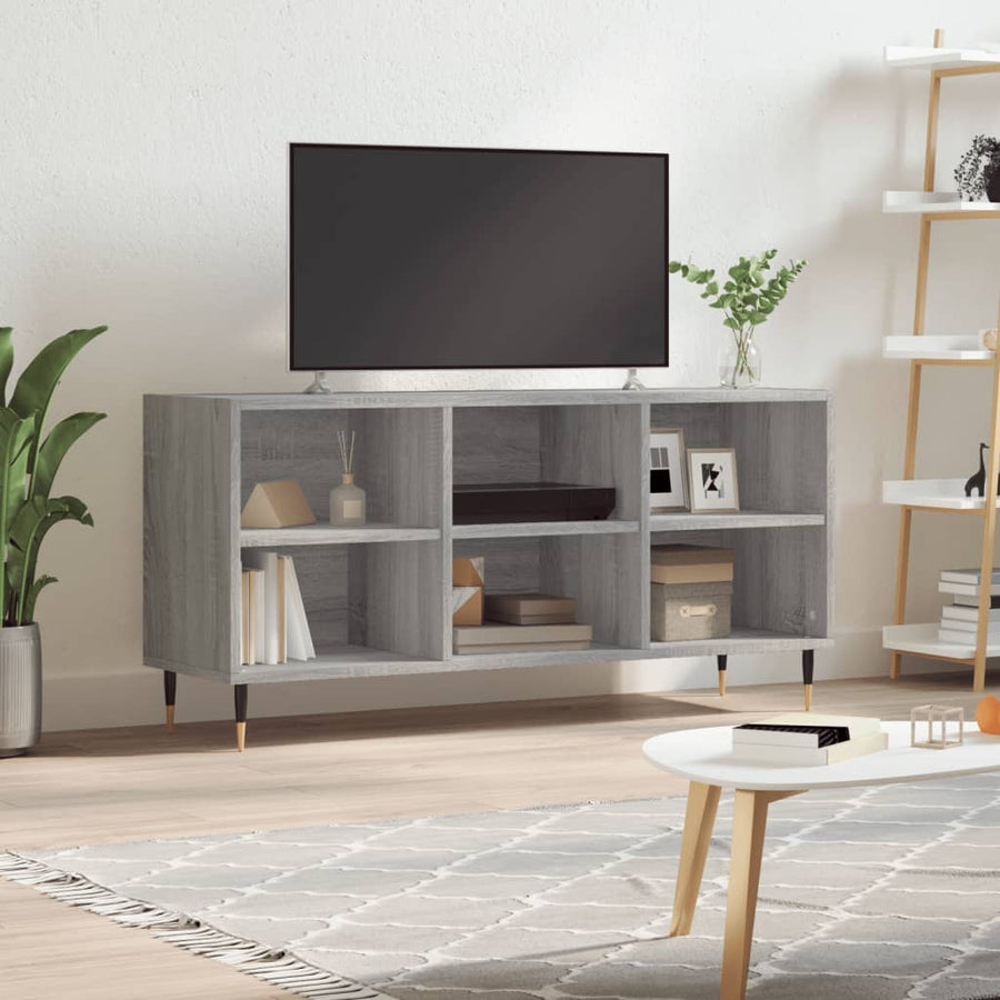 Tv-Meubel 103,5X30X50 Cm Bewerkt Hout Eikenkleurig Grijs sonoma