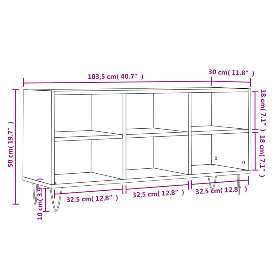 Tv-meubel 103,5x30x50 cm bewerkt hout sonoma eikenkleurig