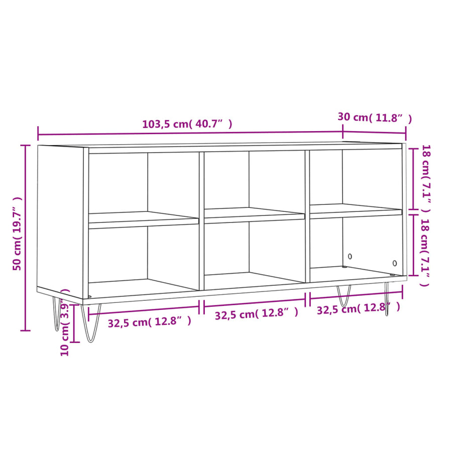 Tv-Meubel 03,5X30X50 Cm Bewerkt Hout Betongrijs
