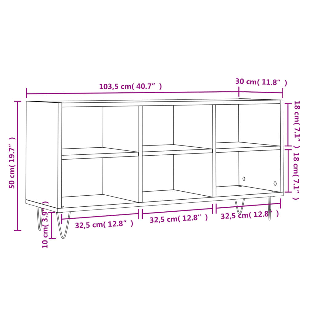 Tv-Meubel 103,5X30X50 Cm Bewerkt Hout Kleurig Gerookt eiken
