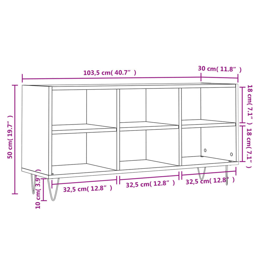 Tv-Meubel 103,5X30X50 Cm Bewerkt Hout Kleurig Gerookt eiken