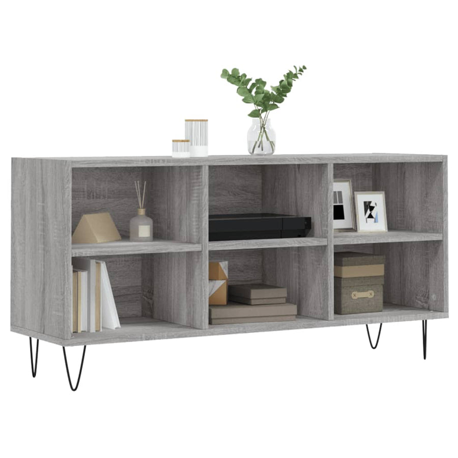 Tv-Meubel 103,5X30X50 Cm Bewerkt Hout Eikenkleurig Grijs sonoma