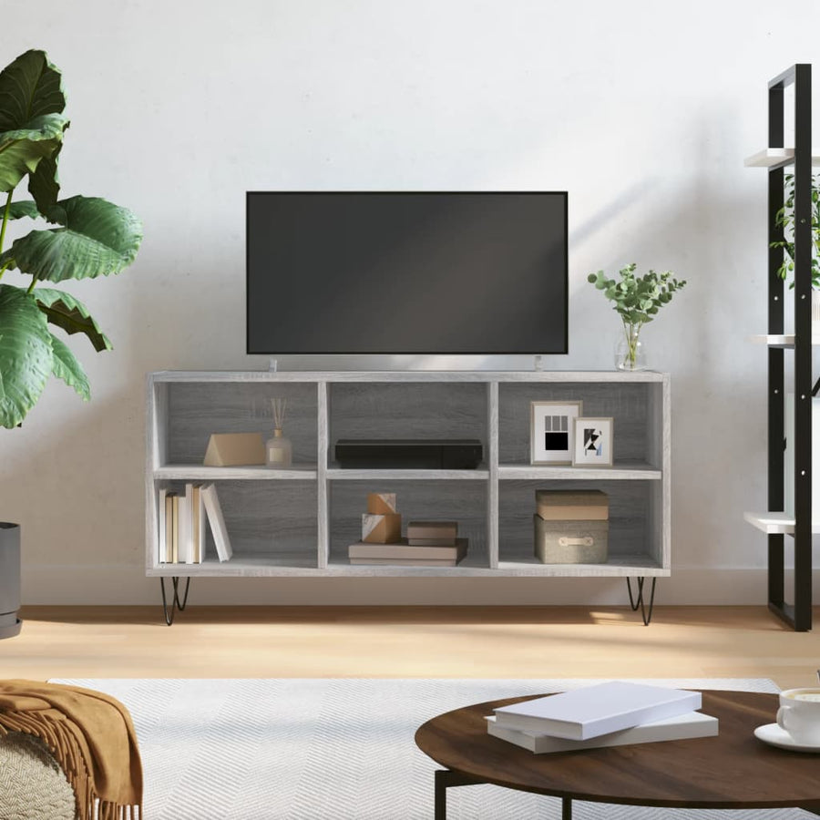 Tv-Meubel 103,5X30X50 Cm Bewerkt Hout Eikenkleurig Grijs sonoma