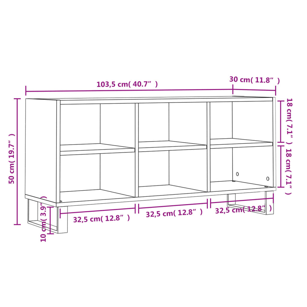 Tv-meubel 103,5x30x50 cm bewerkt hout wit