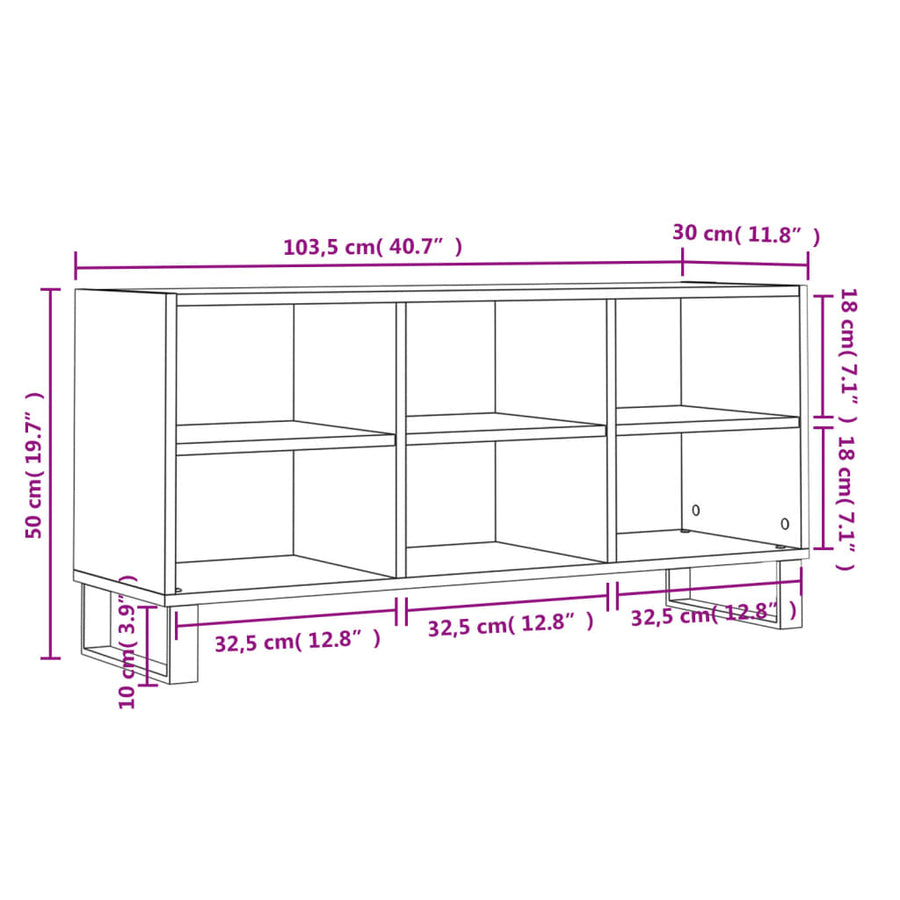 Tv-meubel 103,5x30x50 cm bewerkt hout wit