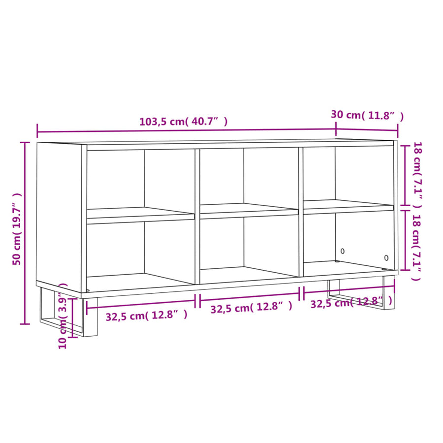 Tv-Meubel 03,5X30X50 Cm Bewerkt Hout Betongrijs