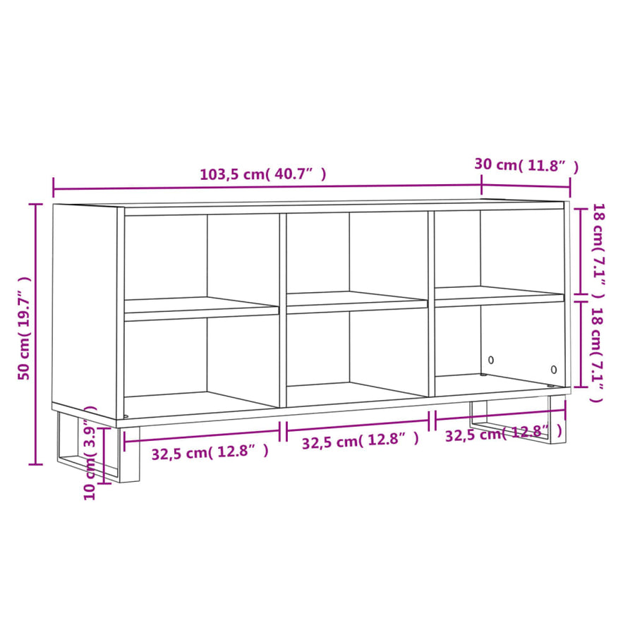 Tv-Meubel 03,5X30X50 Cm Bewerkt Hout Eikenkleurig Grijs sonoma