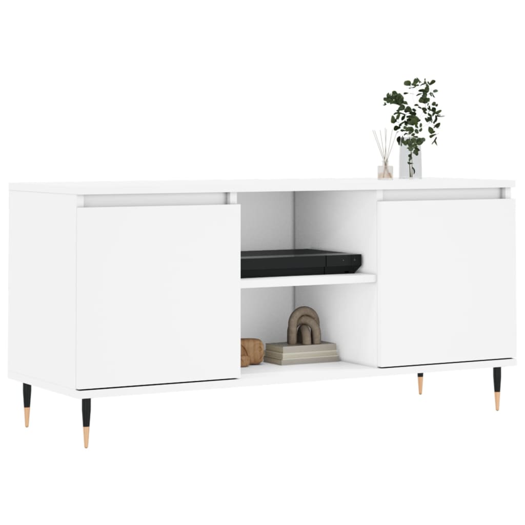 Tv-Meubel 04X35X50 Cm Bewerkt Hout Wit