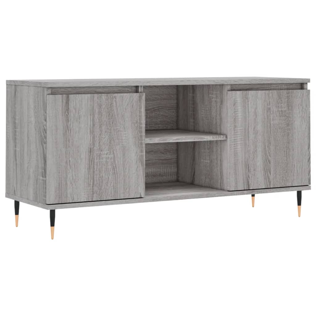 Tv-Meubel 104X35X50 Cm Bewerkt Hout Eikenkleurig Grijs sonoma