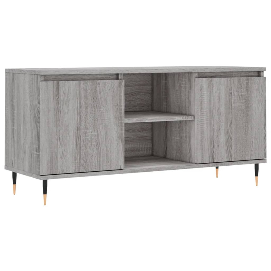 Tv-Meubel 104X35X50 Cm Bewerkt Hout Eikenkleurig Grijs sonoma