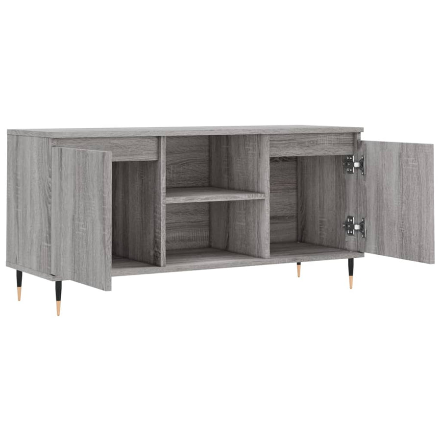 Tv-Meubel 104X35X50 Cm Bewerkt Hout Eikenkleurig Grijs sonoma
