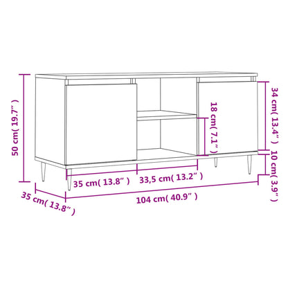 Tv-Meubel 104X35X50 Cm Bewerkt Hout Eikenkleurig Grijs sonoma