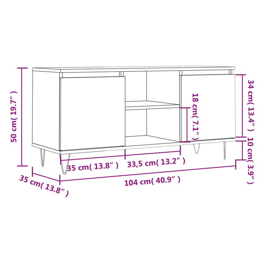 Tv-Meubel 04X35X50 Cm Bewerkt Hout Kleurig Gerookt eiken