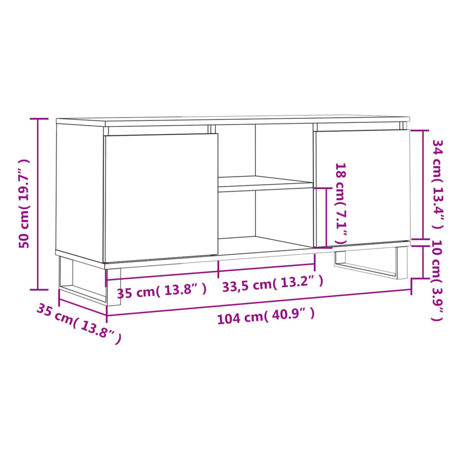 Tv-meubel 104x35x50 cm bewerkt hout sonoma eikenkleurig