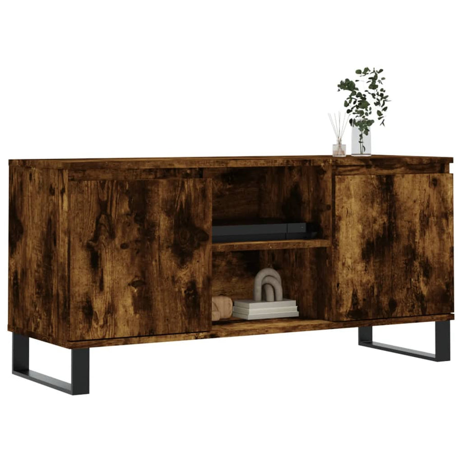Tv-meubel 104x35x50 cm bewerkt hout gerookt eikenkleurig