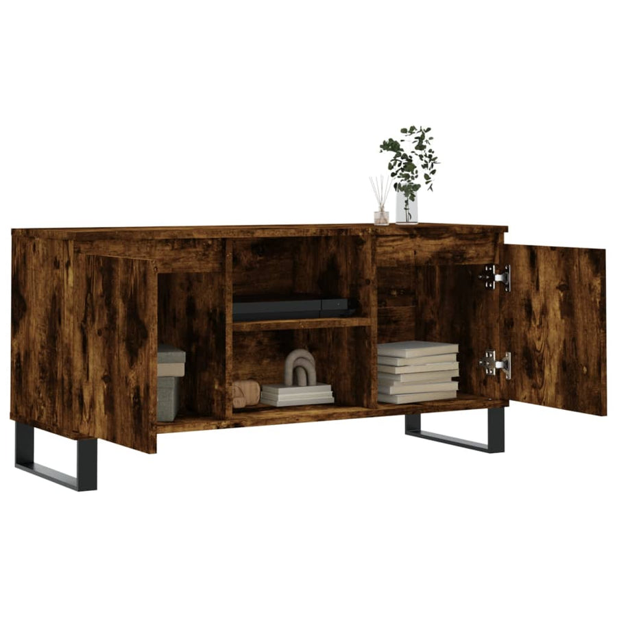Tv-meubel 104x35x50 cm bewerkt hout gerookt eikenkleurig