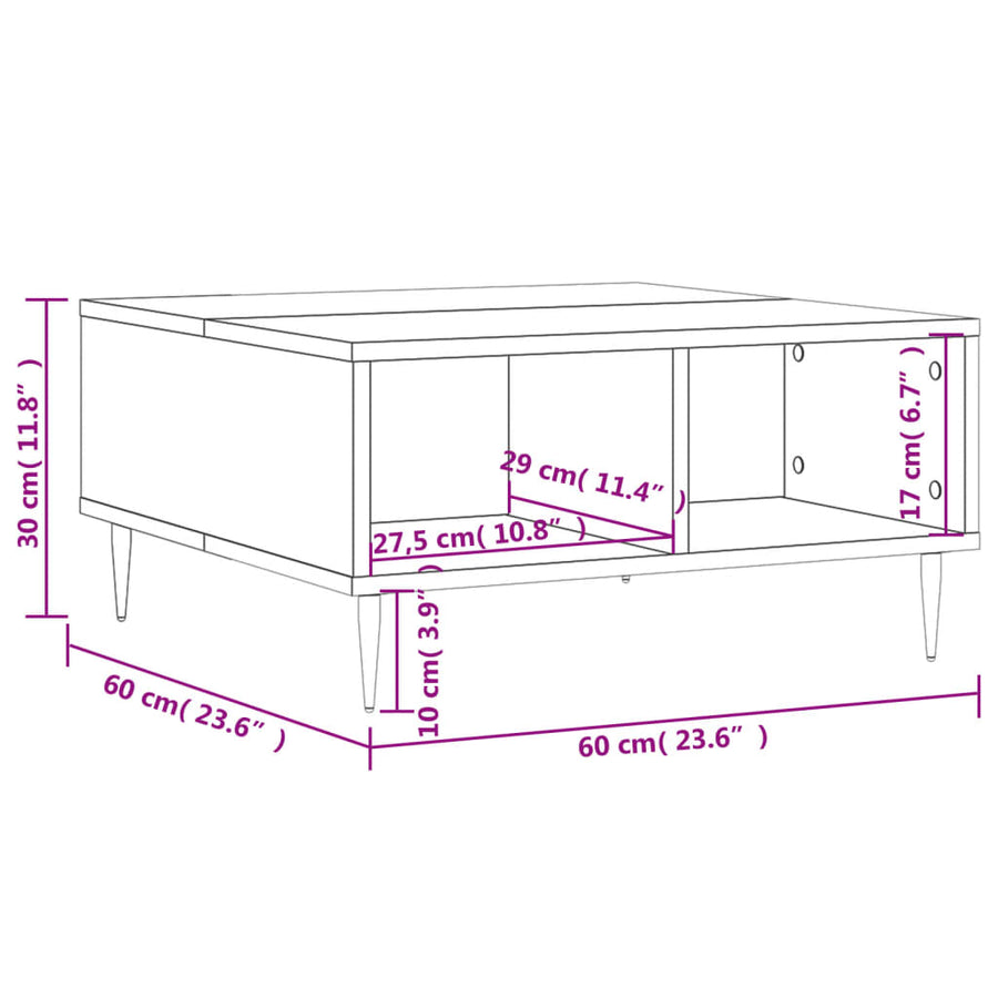 Salontafel 60X60X30 Cm Bewerkt Hout Zwart