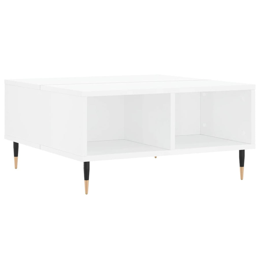 Salontafel 60X60X30 Cm Bewerkt Hout Hoogglans wit