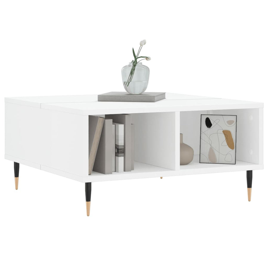 Salontafel 60X60X30 Cm Bewerkt Hout Hoogglans wit