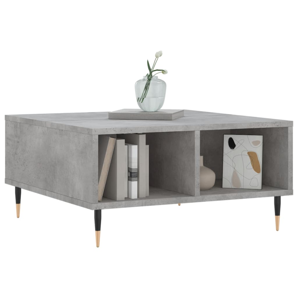 Salontafel 60X60X30 Cm Bewerkt Hout Betongrijs
