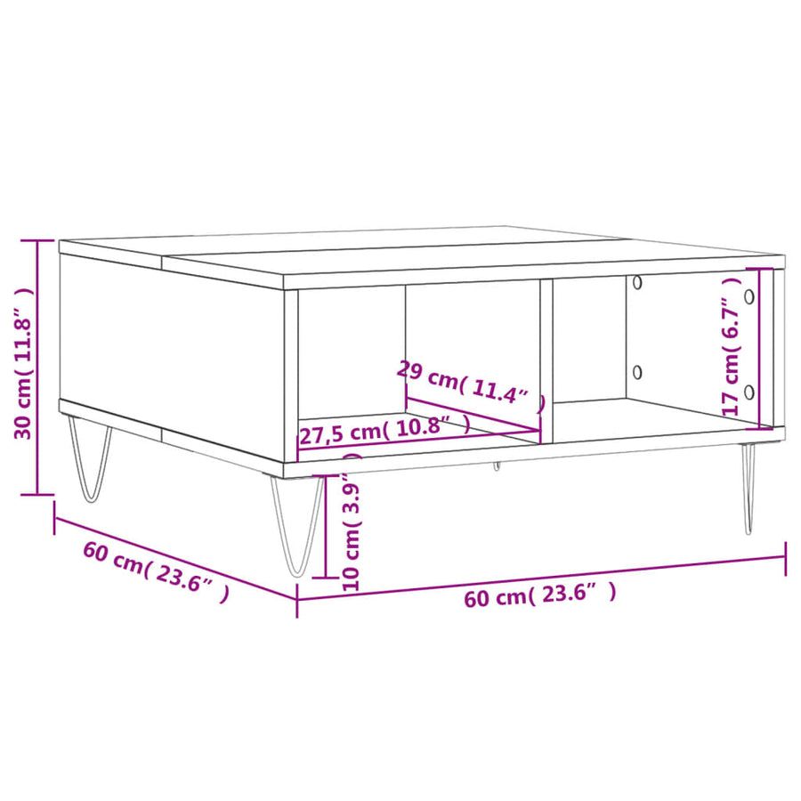 Salontafel 60X60X30 Cm Bewerkt Hout Wit