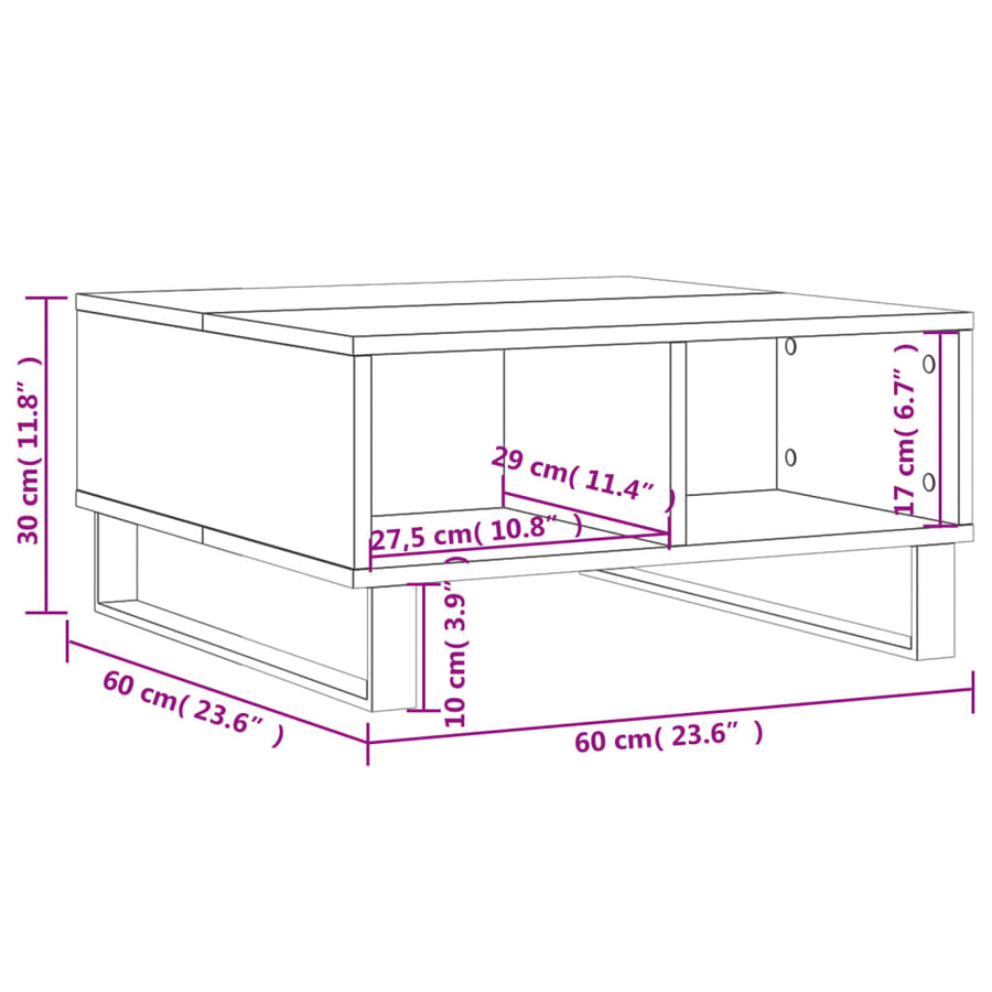 Salontafel 60X60X30 Cm Bewerkt Hout Wit