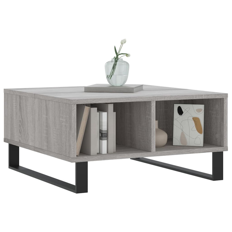 Salontafel 60X60X30 Cm Bewerkt Hout Eikenkleurig Grijs sonoma