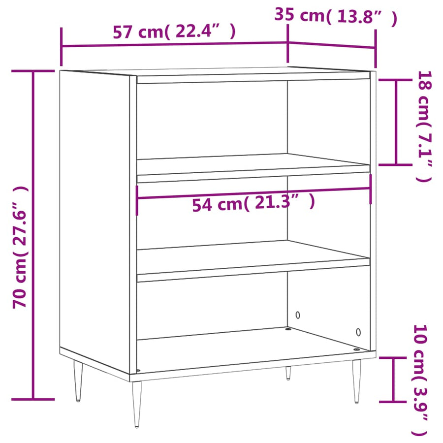 Dressoir 57X35X70 Cm Bewerkt Hout Zwart