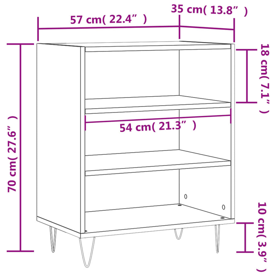 Dressoir 57X35X70 Cm Bewerkt Hout Zwart