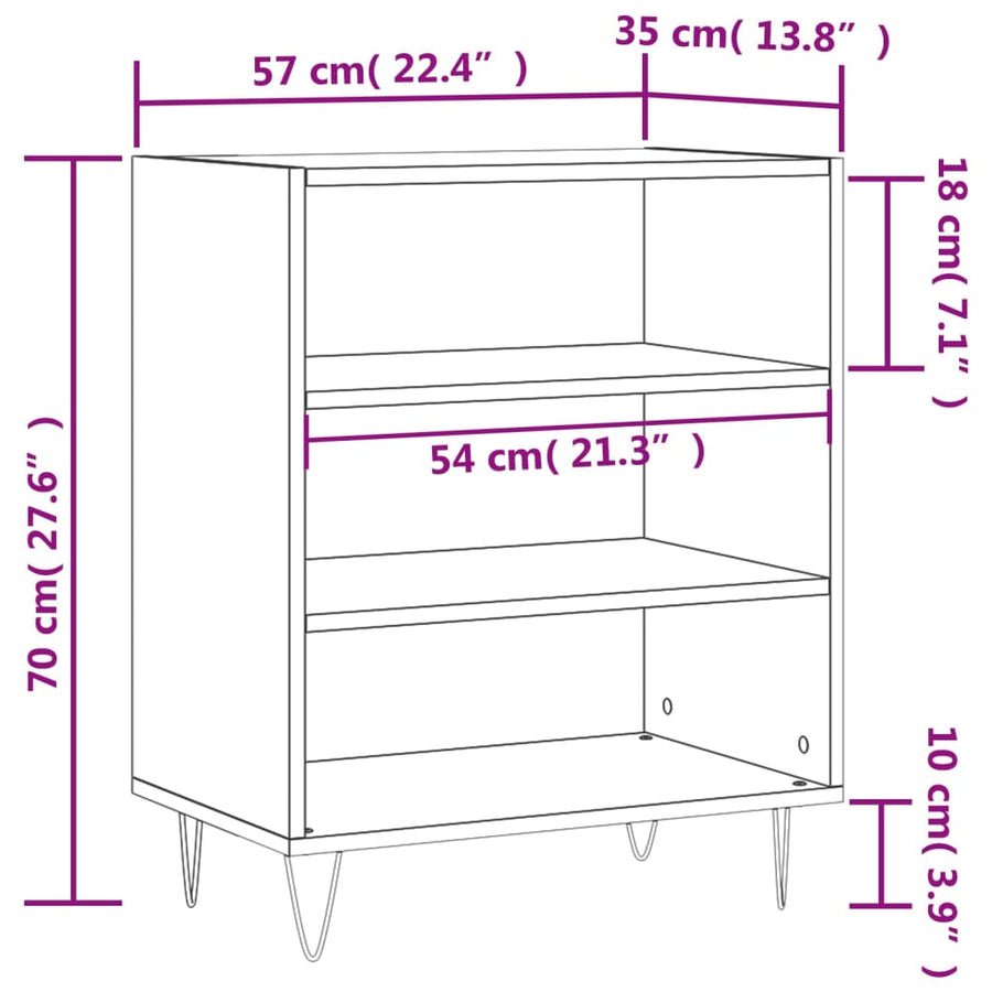 Dressoir 57X35X70 Cm Bewerkt Hout Betongrijs