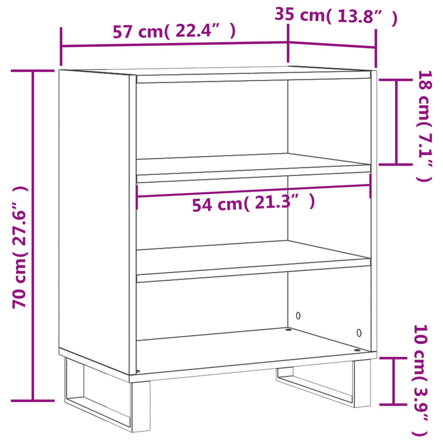 Dressoir 57X35X70 Cm Bewerkt Hout Zwart