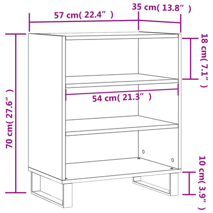 Dressoir 57X35X70 Cm Bewerkt Hout Hoogglans Wit
