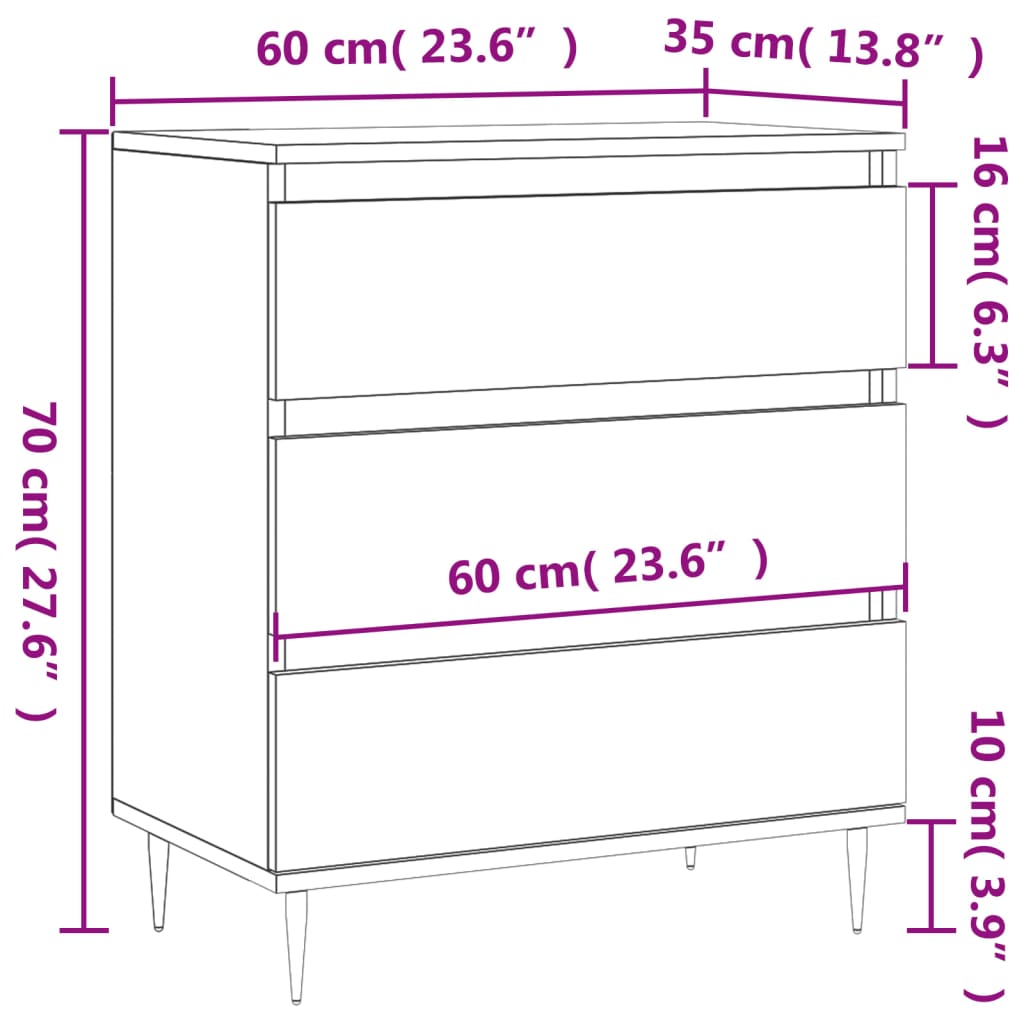Dressoir 60X35X70 Cm Bewerkt Hout Betongrijs