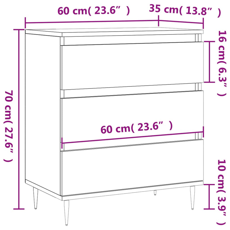 Dressoir 60X35X70 Cm Bewerkt Hout Betongrijs