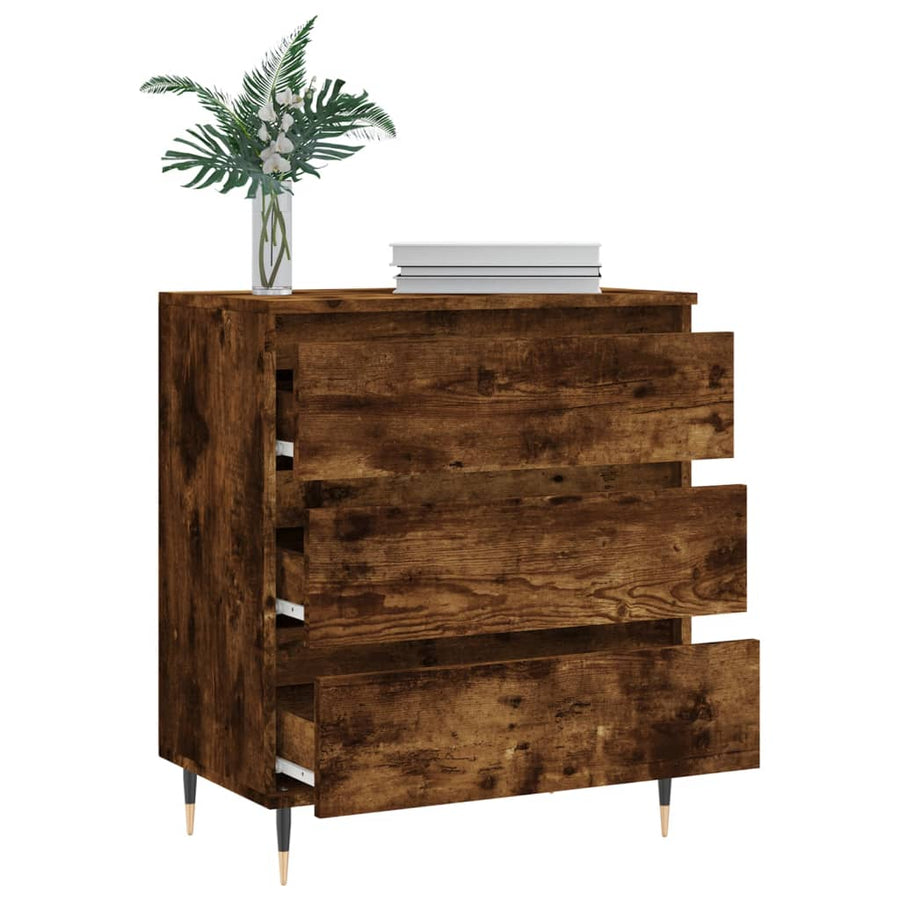 Dressoir 60X35X70 Cm Bewerkt Hout Kleurig Gerookt eiken